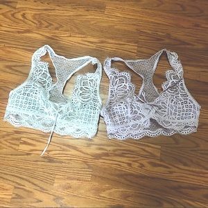 Victoria’s Secret White and Mauve lace bralettes